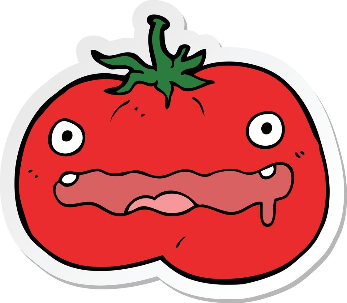 sticker of a cartoon tomato vector