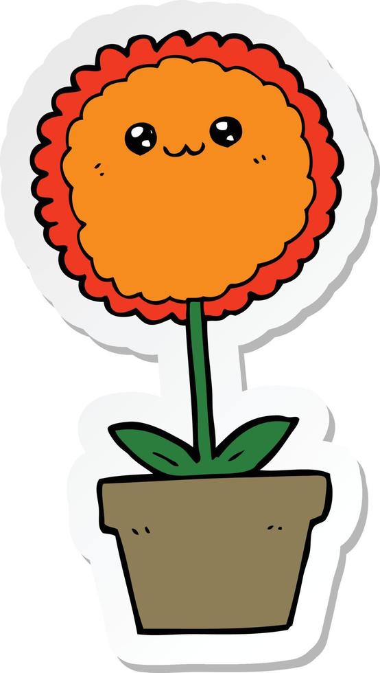 sticker of a cartoon flower vector
