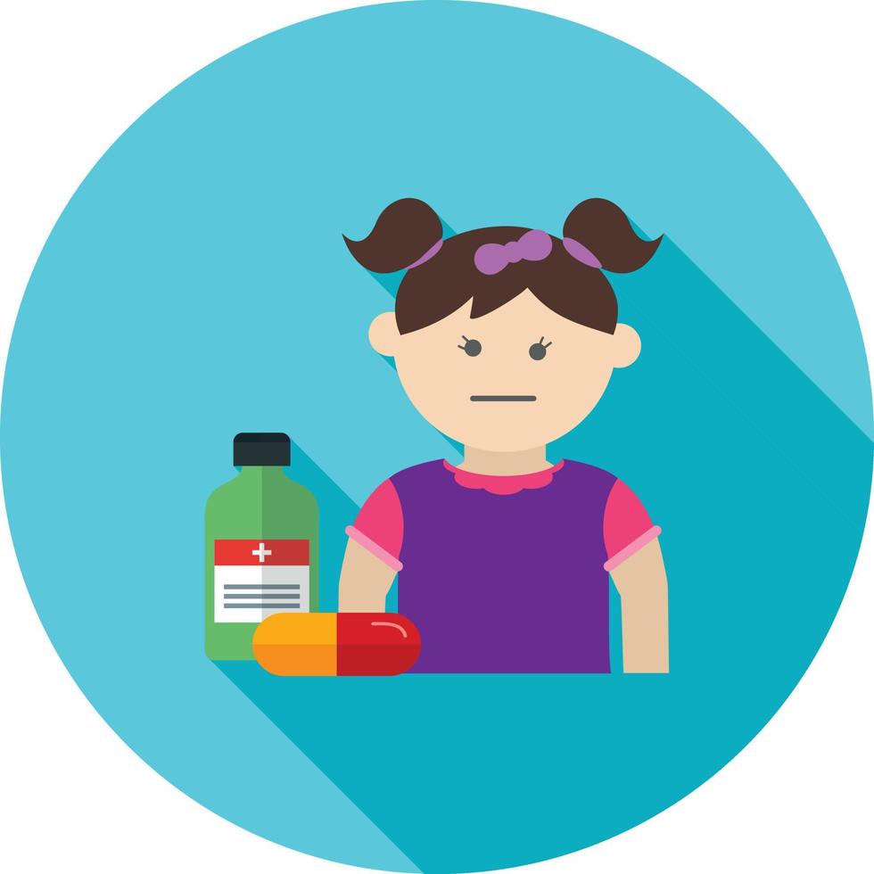 Eating Medicine Flat Long Shadow Icon vector