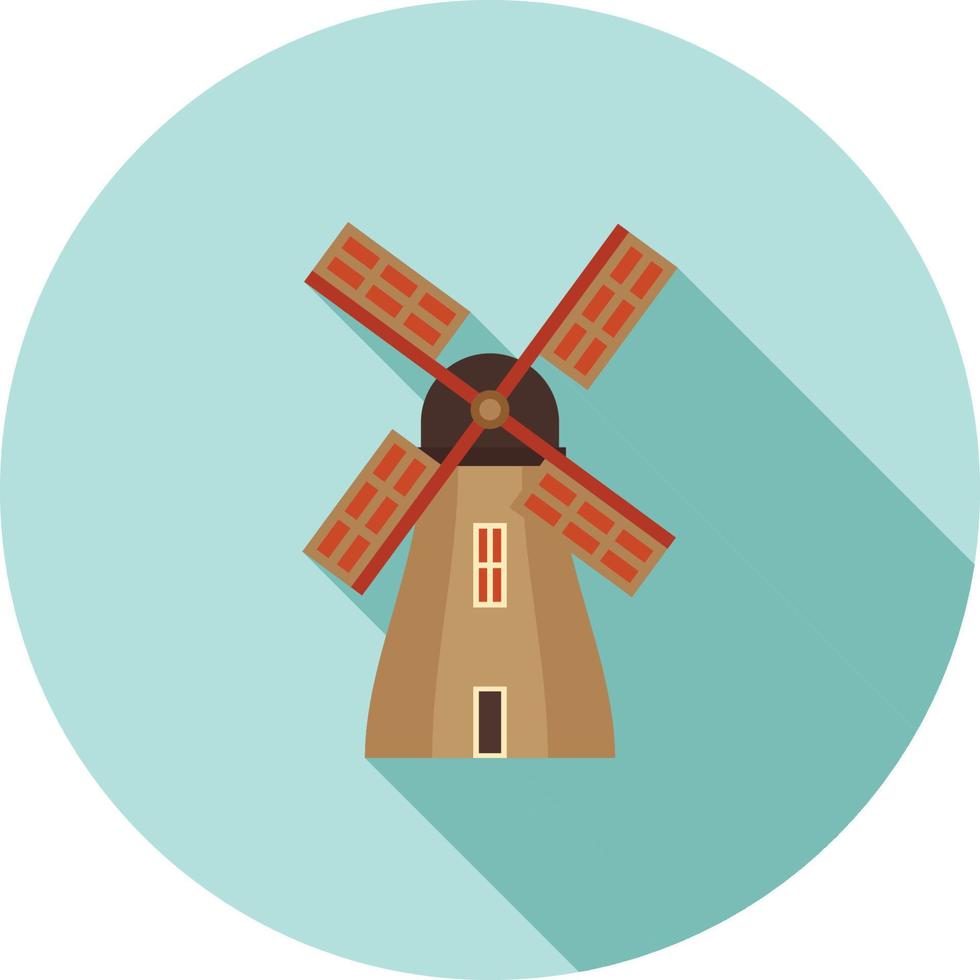 Windmill Flat Long Shadow Icon vector