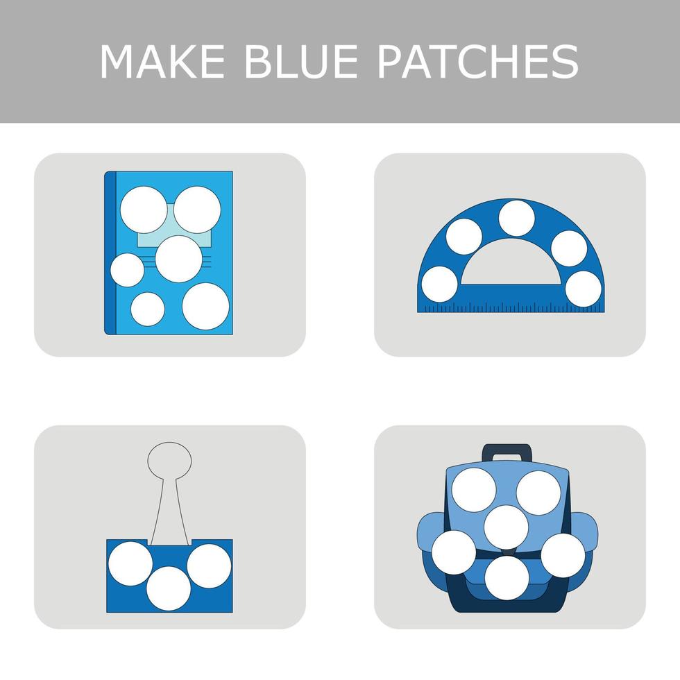 Glue a patch of plasticine of the desired color. Educational game for children. vector