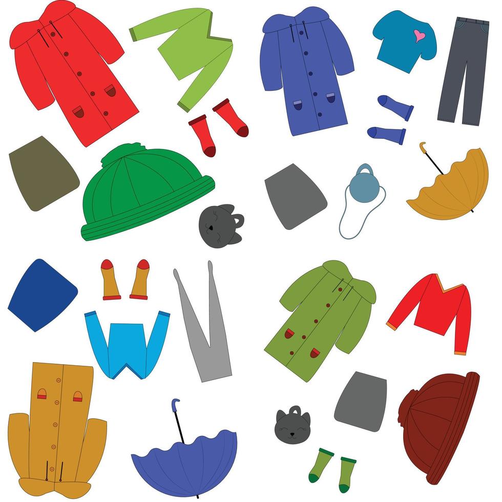A set of clothes for a little beautiful girl in the fall vector