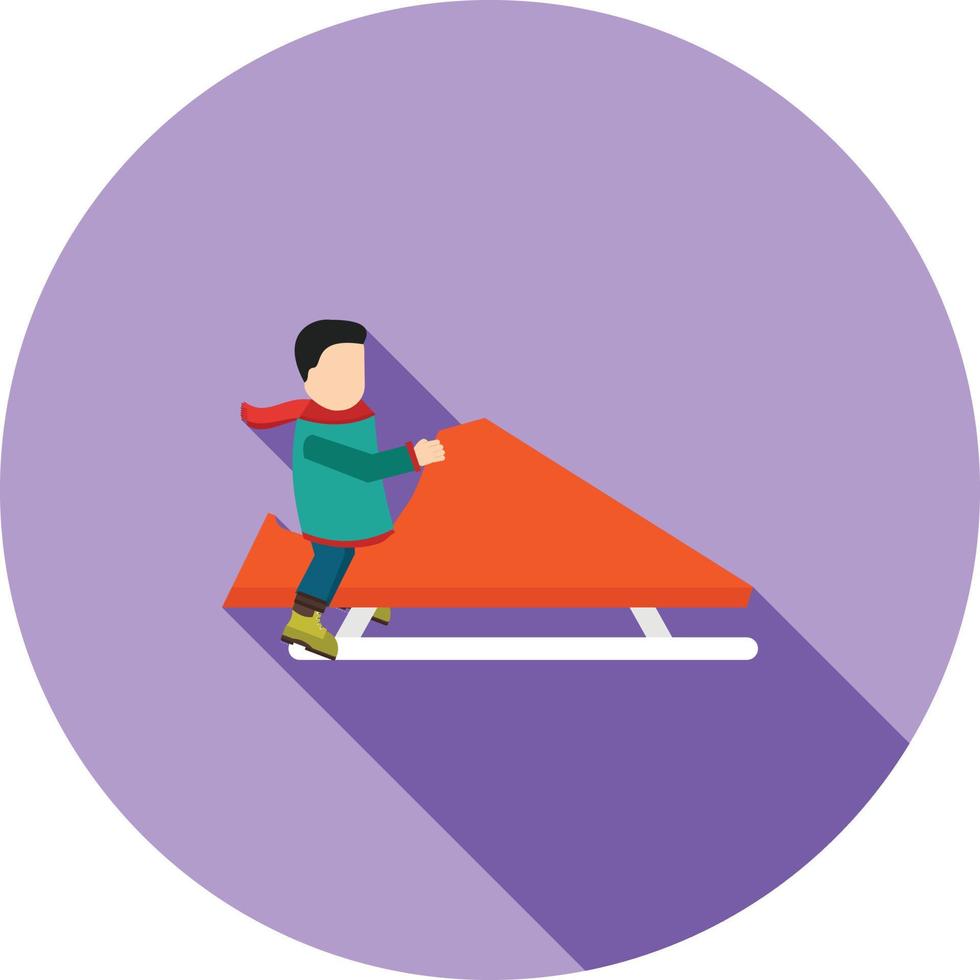 Riding Sled Flat Long Shadow Icon vector
