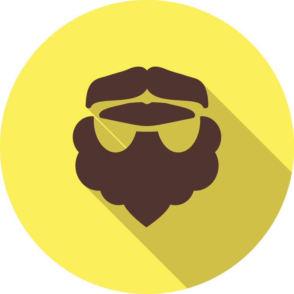 barba y bigote ii icono de sombra larga plana vector