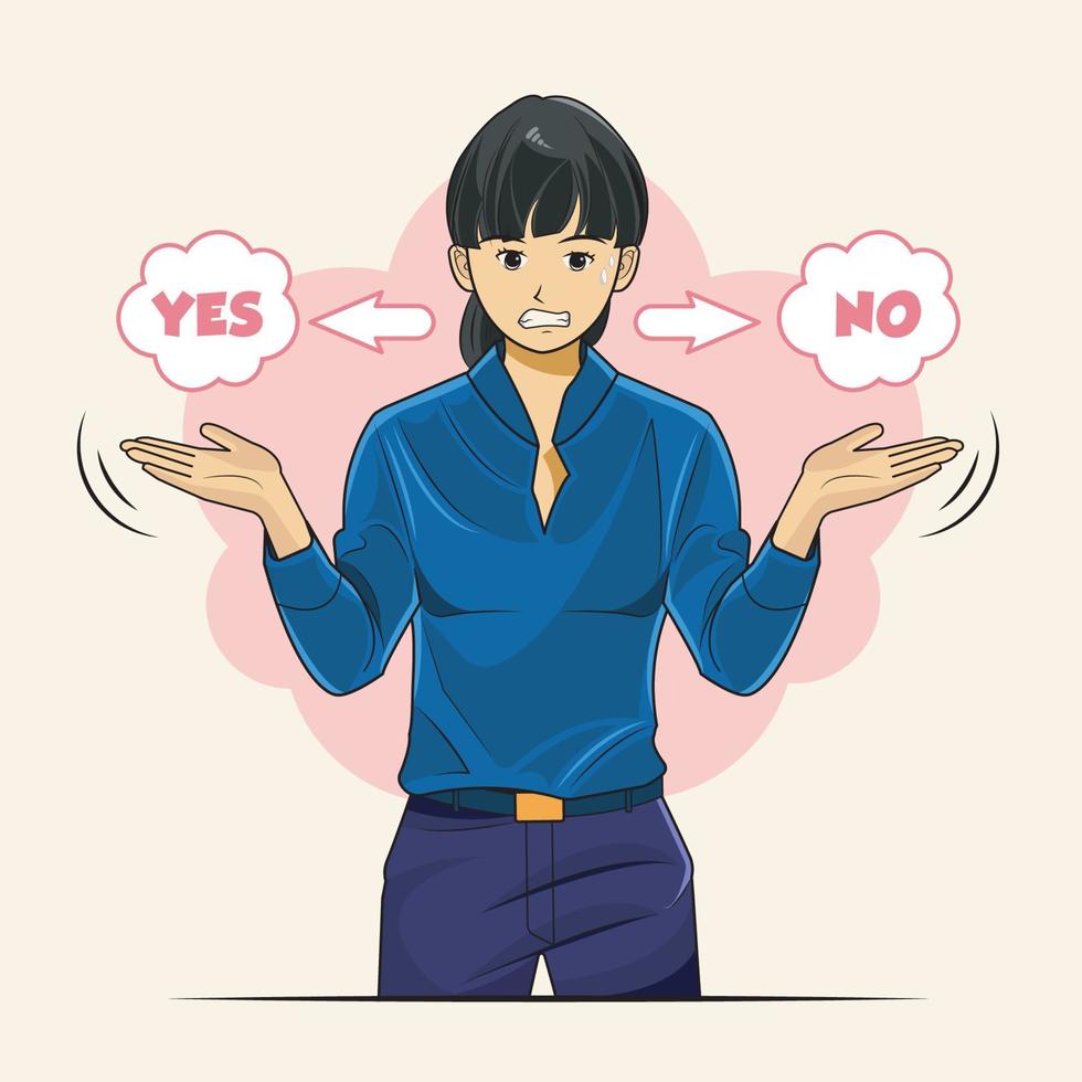 Young women have to make decisions vector illustration pro download