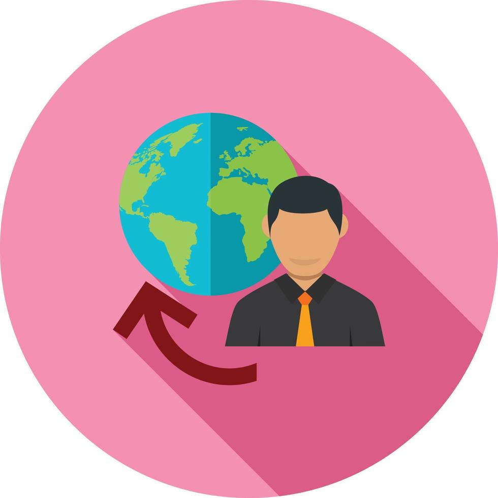 Global Profile Flat Long Shadow Icon vector