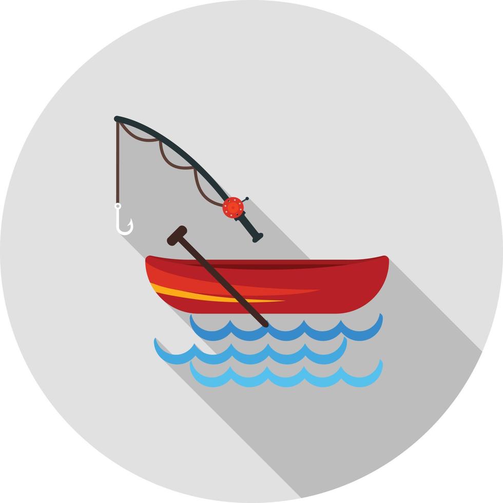 icono de sombra larga plana de pesca vector