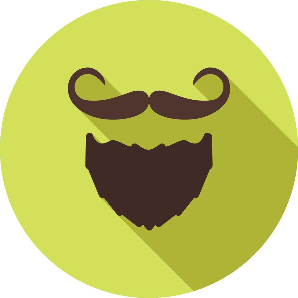 barba y bigote i icono de sombra larga plana vector