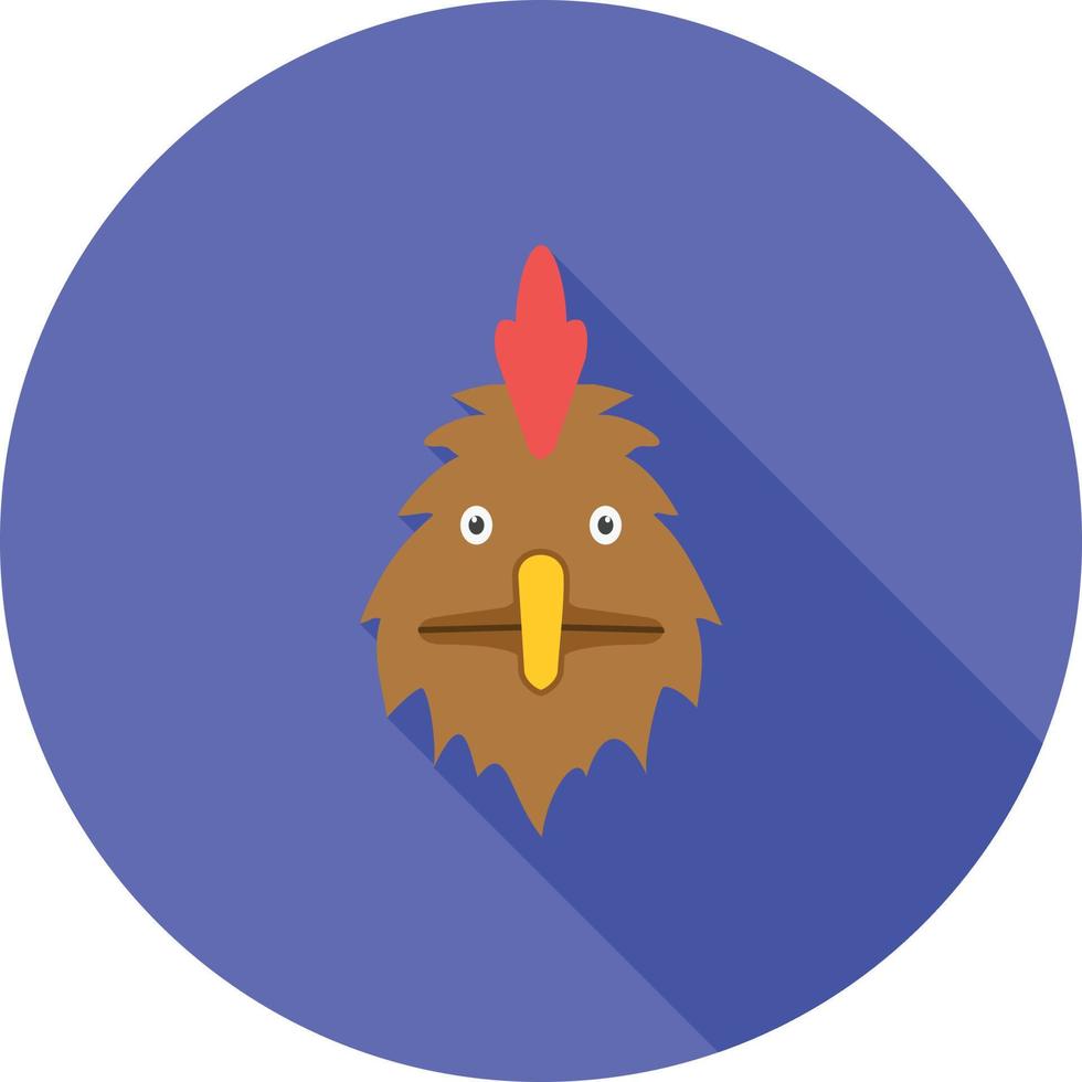 icono de sombra larga plana de cara de gallina vector