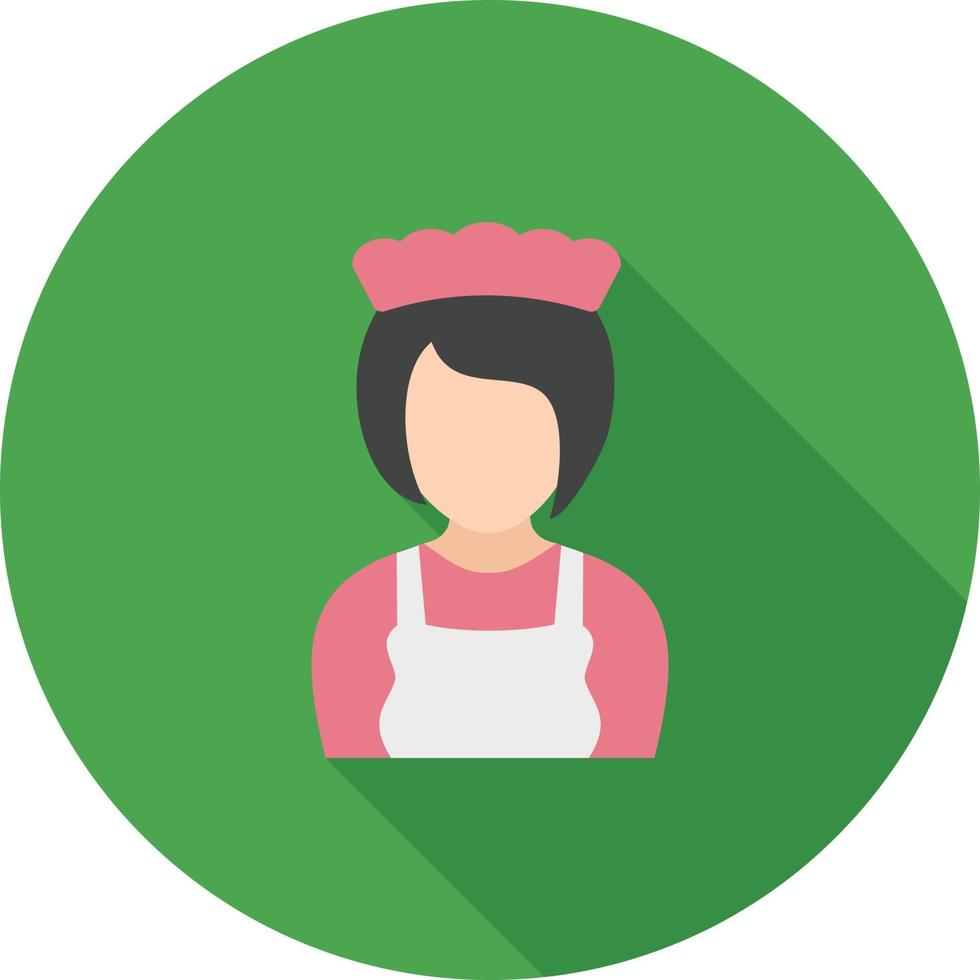 Girl as Waitress Flat Long Shadow Icon vector
