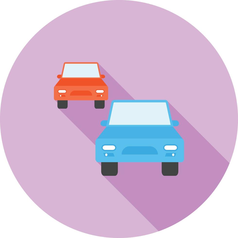 coches en carretera plana larga sombra icono vector