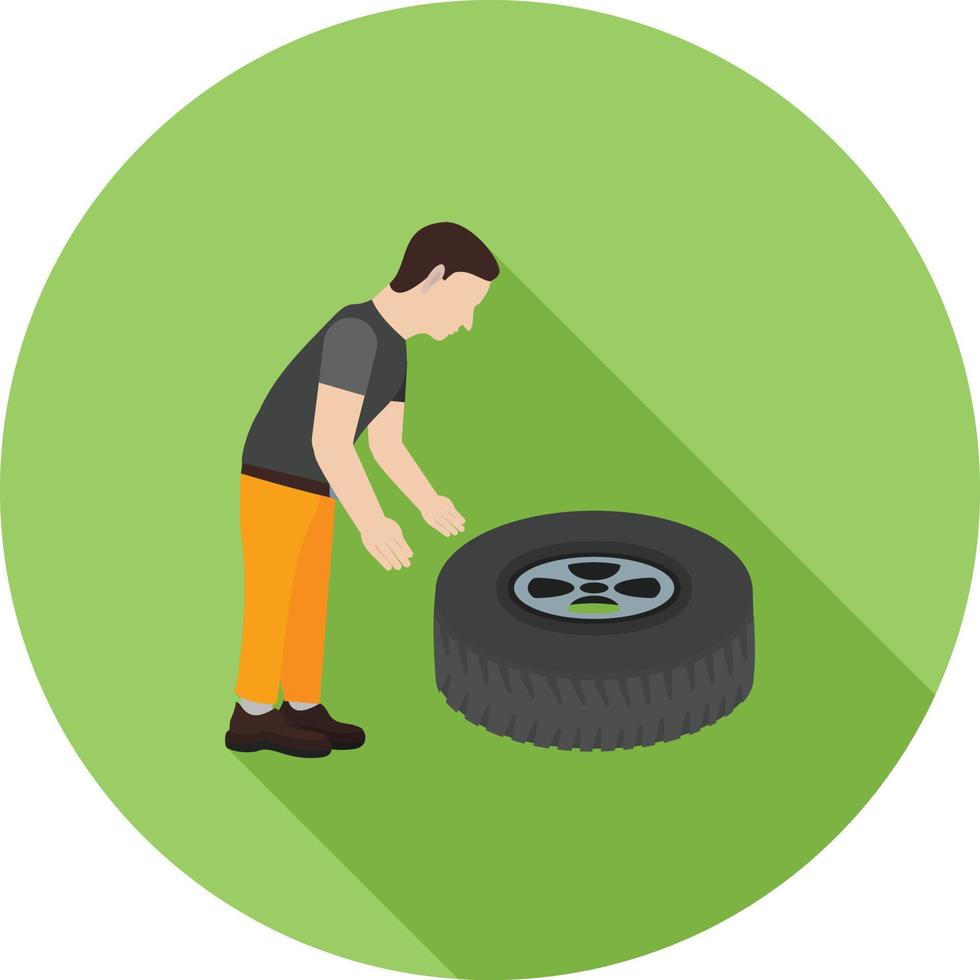 Fixing Punctured Tyre Flat Long Shadow Icon vector