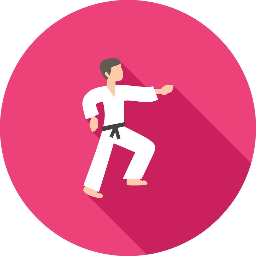 icono de sombra larga plana de karate vector