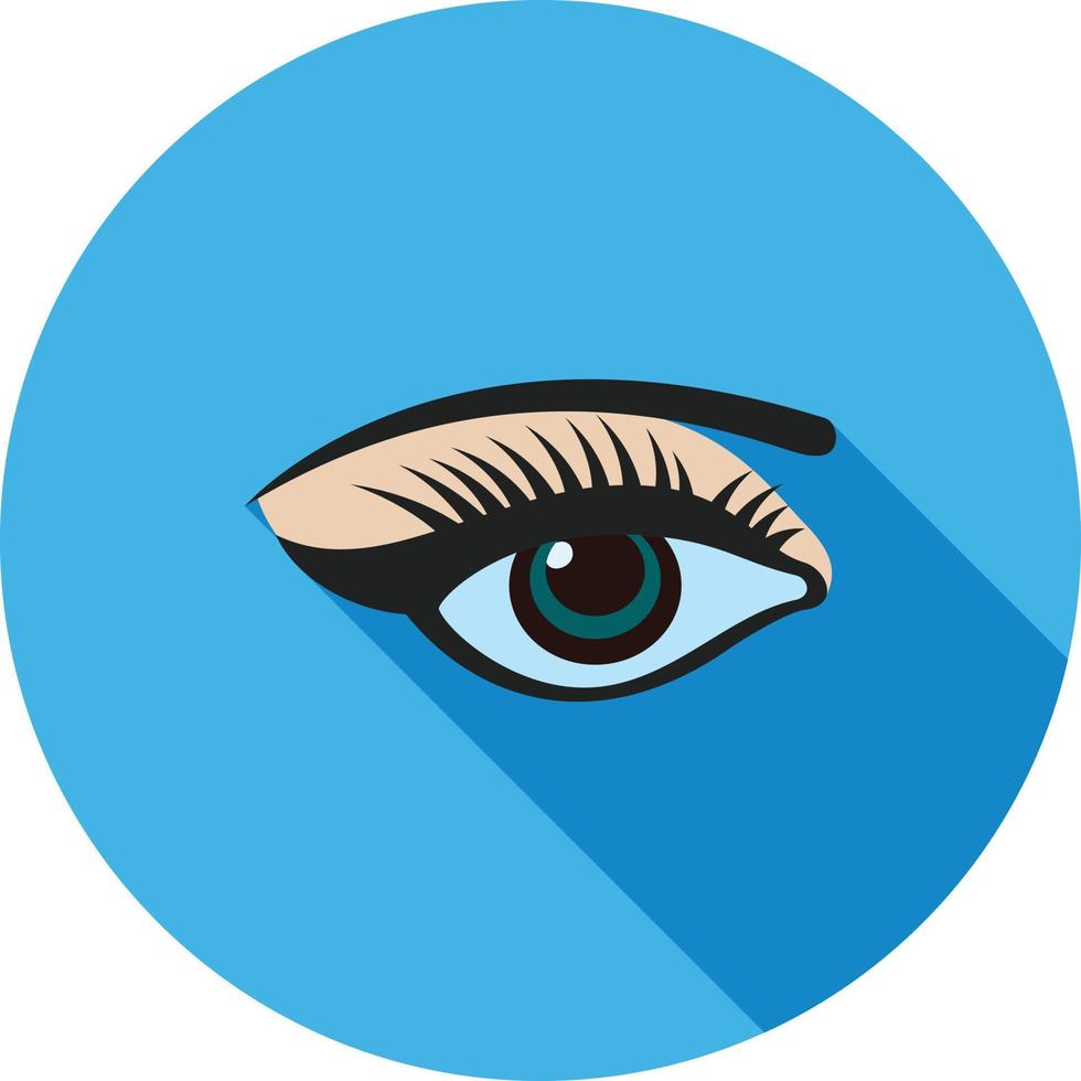 ojo con delineador de ojos icono de sombra larga plana vector