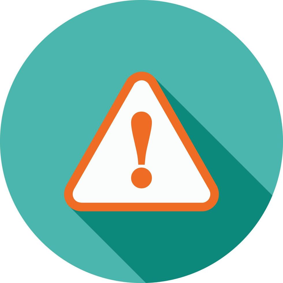 Warning Sign Flat Long Shadow Icon vector