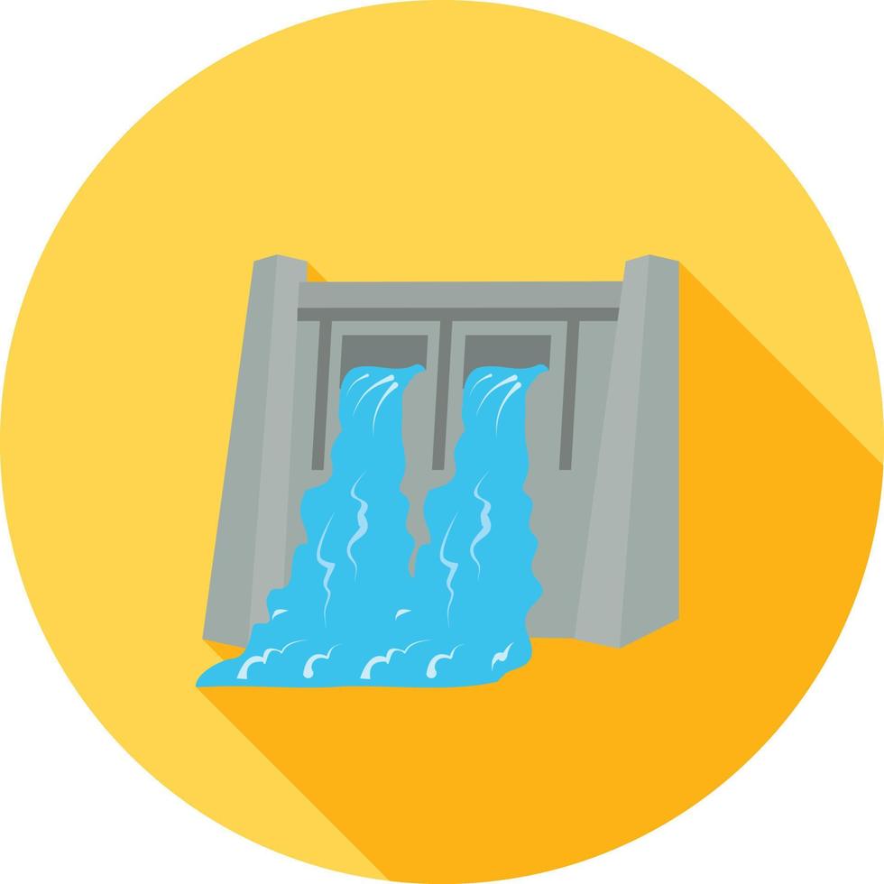 presa de agua icono de sombra larga plana vector