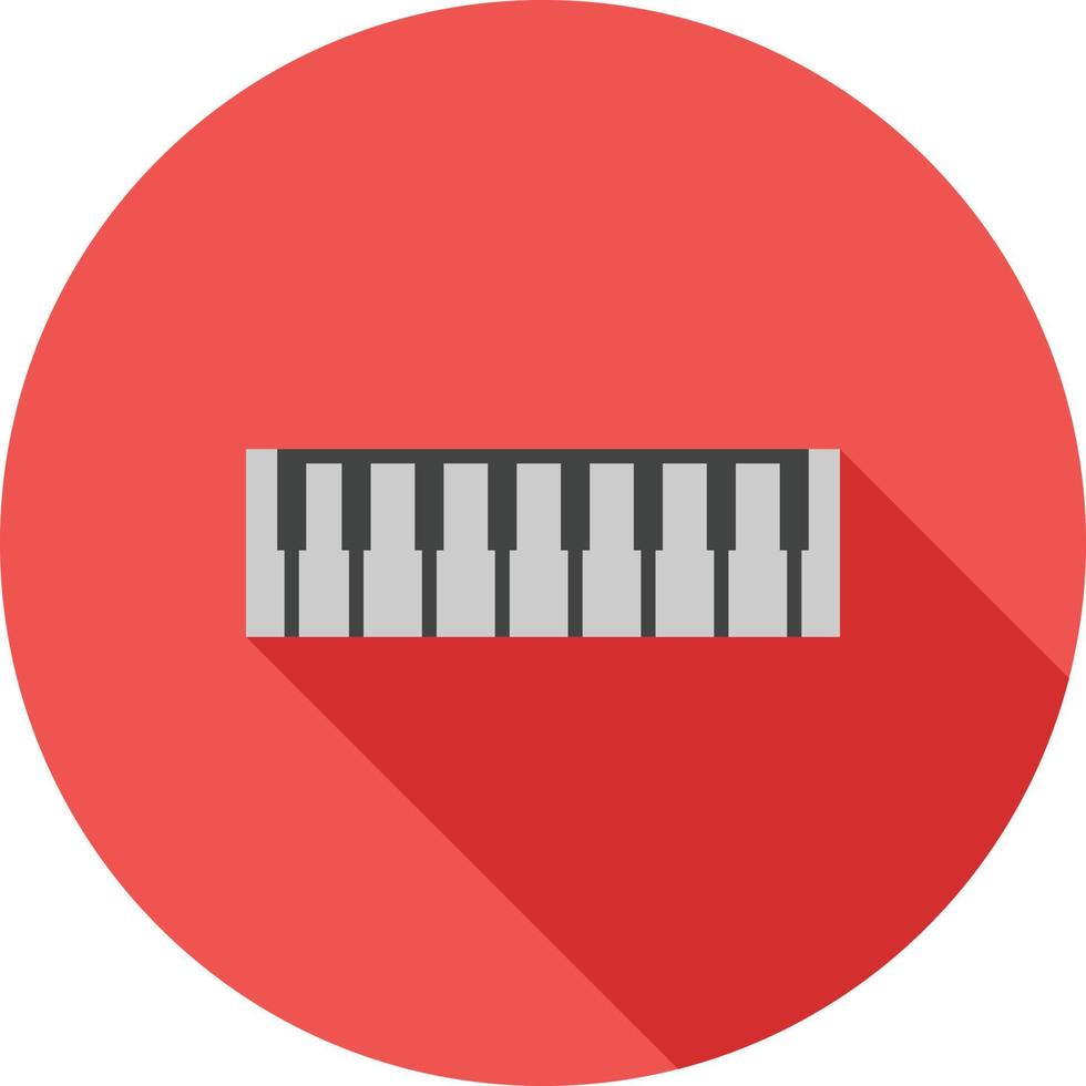 Icono de sombra larga plana de teclas de piano vector