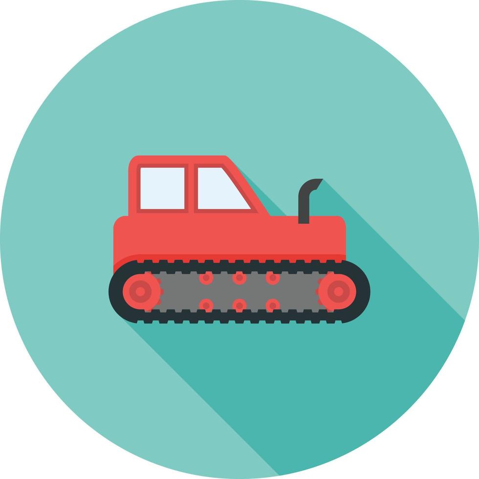 icono de sombra larga plana de tractor industrial vector