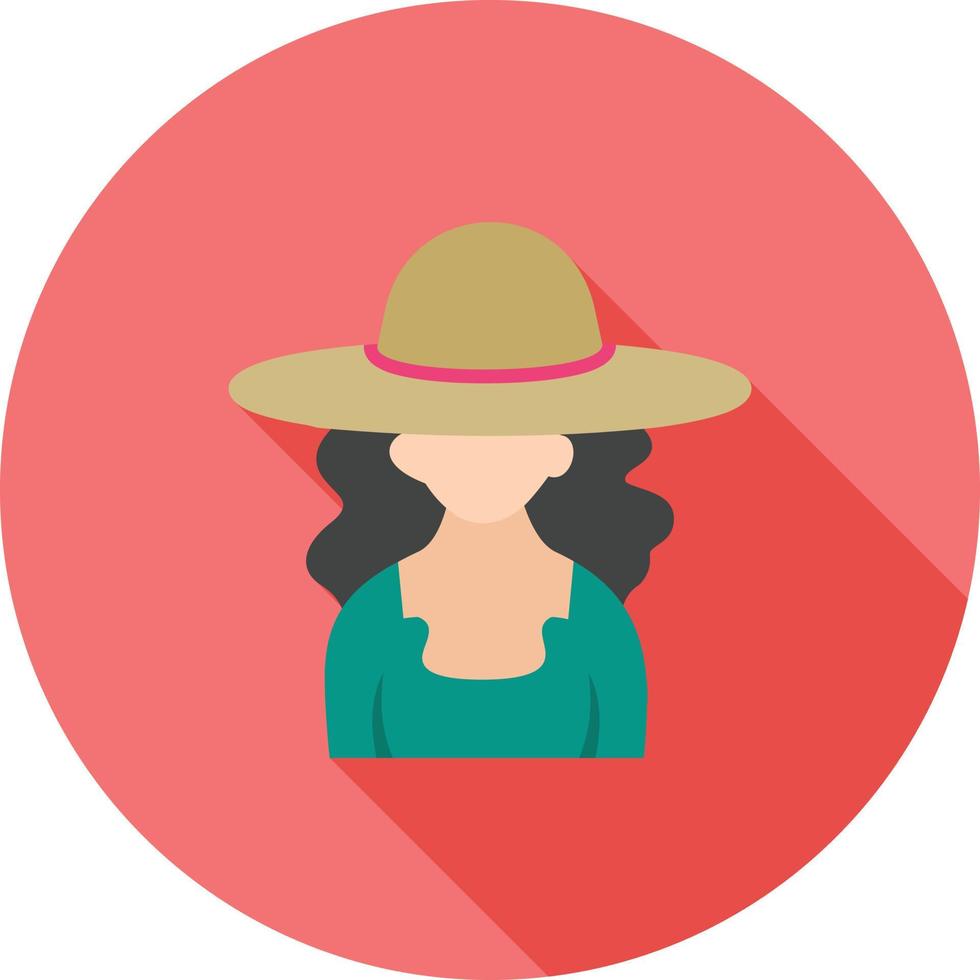 Girl in Casual Hat Flat Long Shadow Icon vector