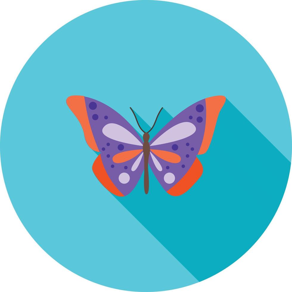 icono de sombra larga plana de mariposa vector