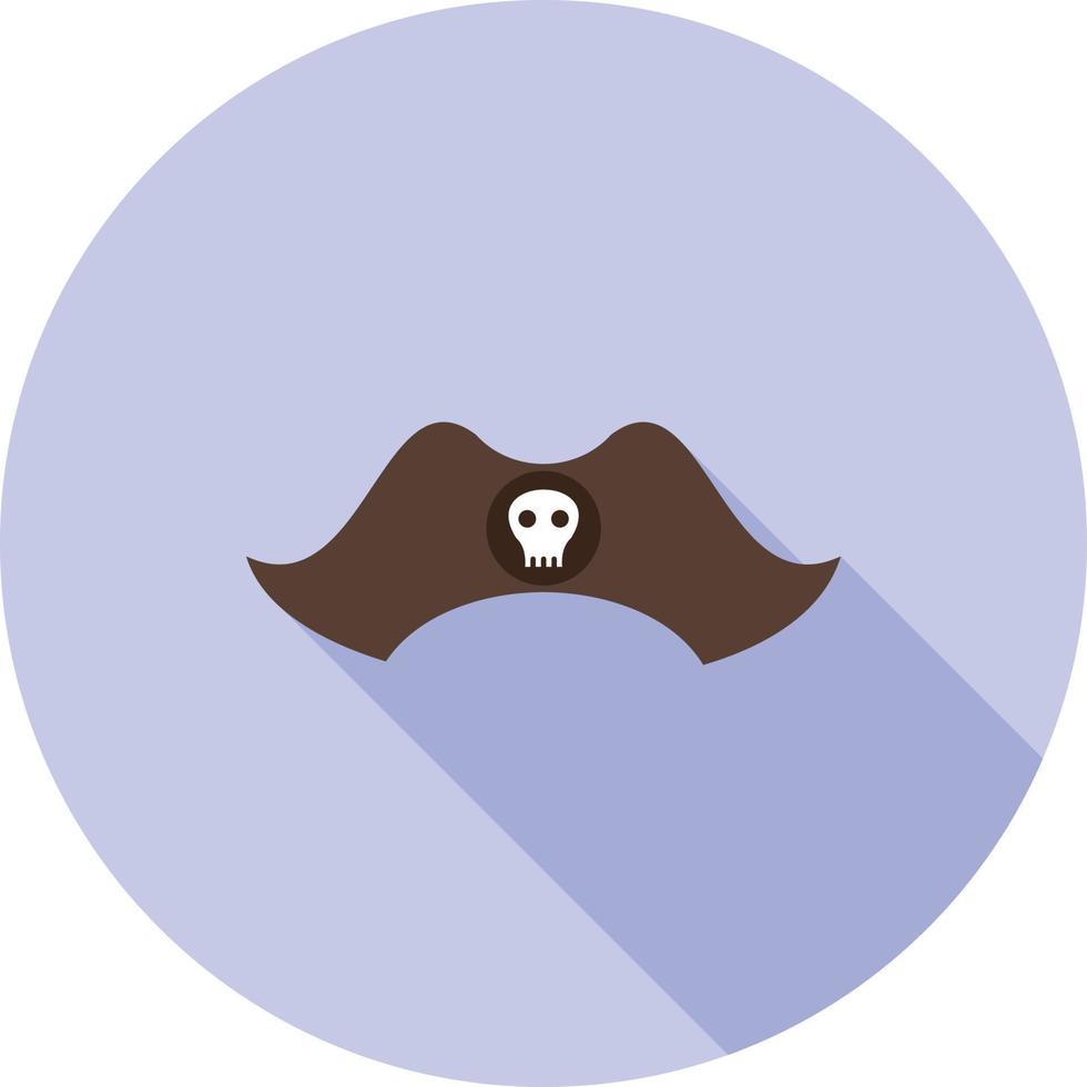 sombrero de pirata i icono de sombra larga plana vector