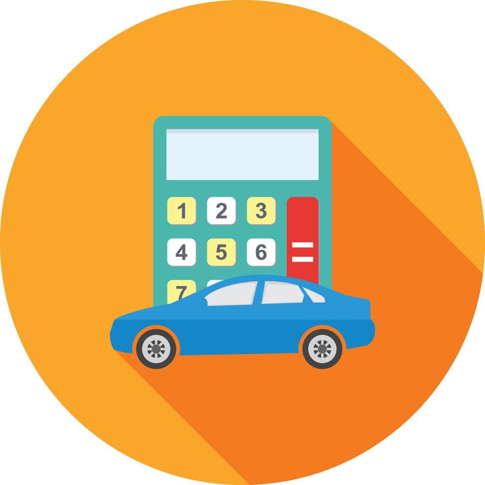Car Calculation Flat Long Shadow Icon vector