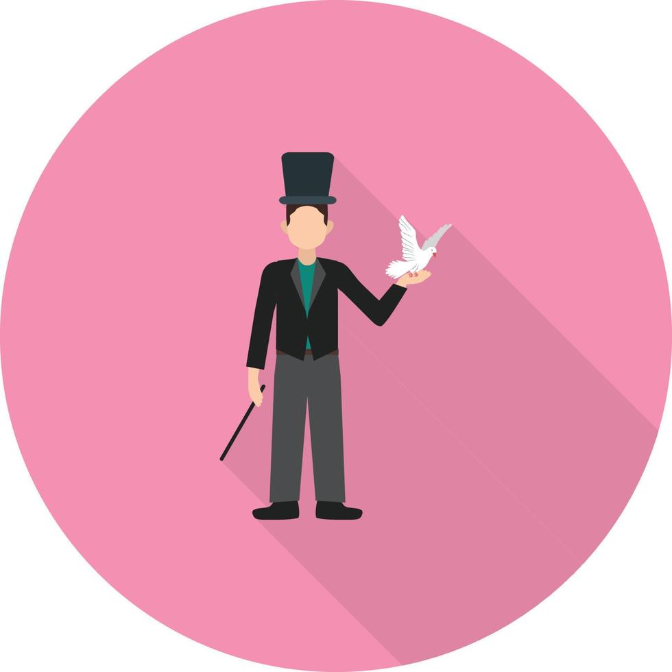 Magician with Dove Flat Long Shadow Icon vector