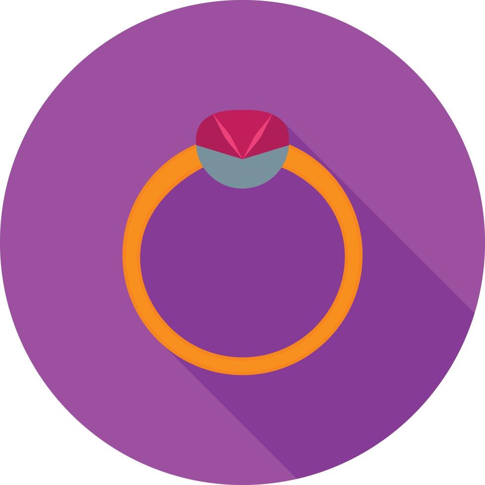 icono de sombra larga plana de anillo vector