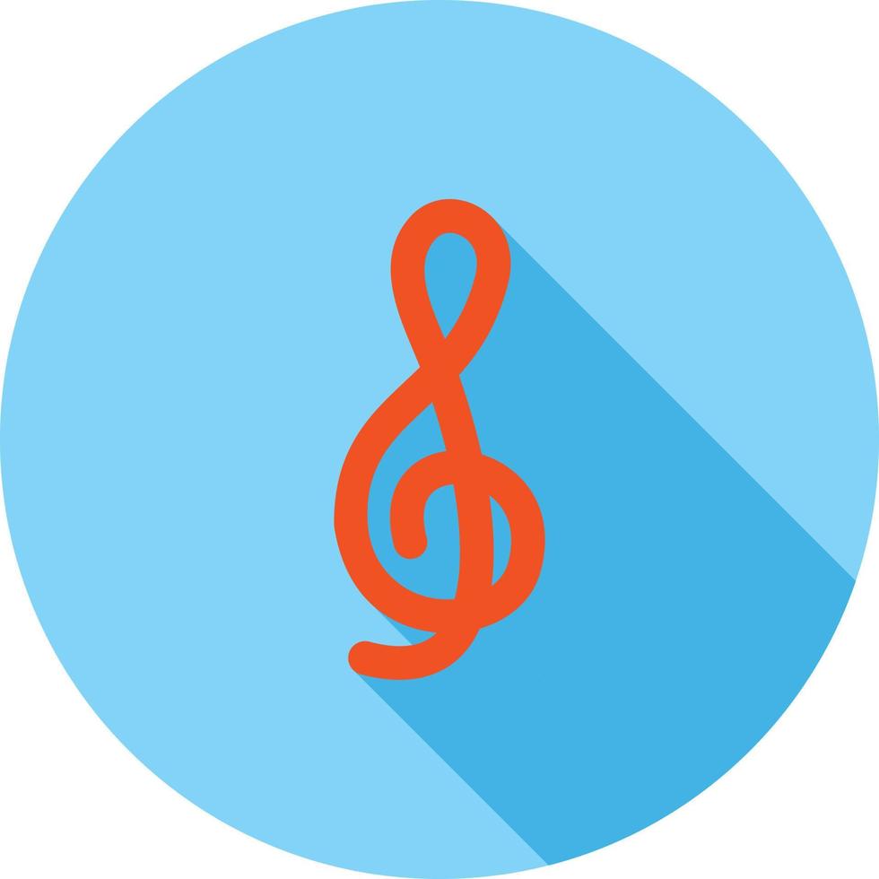 Treble Clef Flat Long Shadow Icon vector