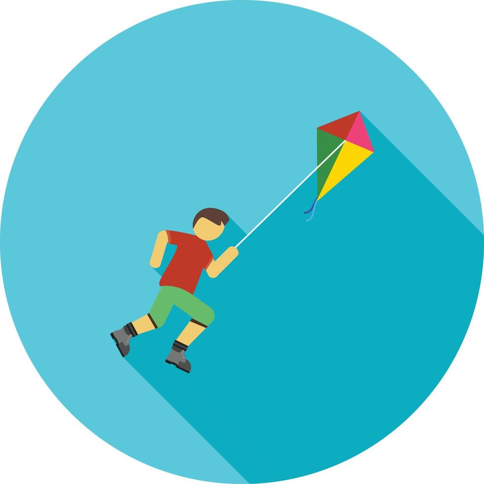 Flying Kite Flat Long Shadow Icon vector