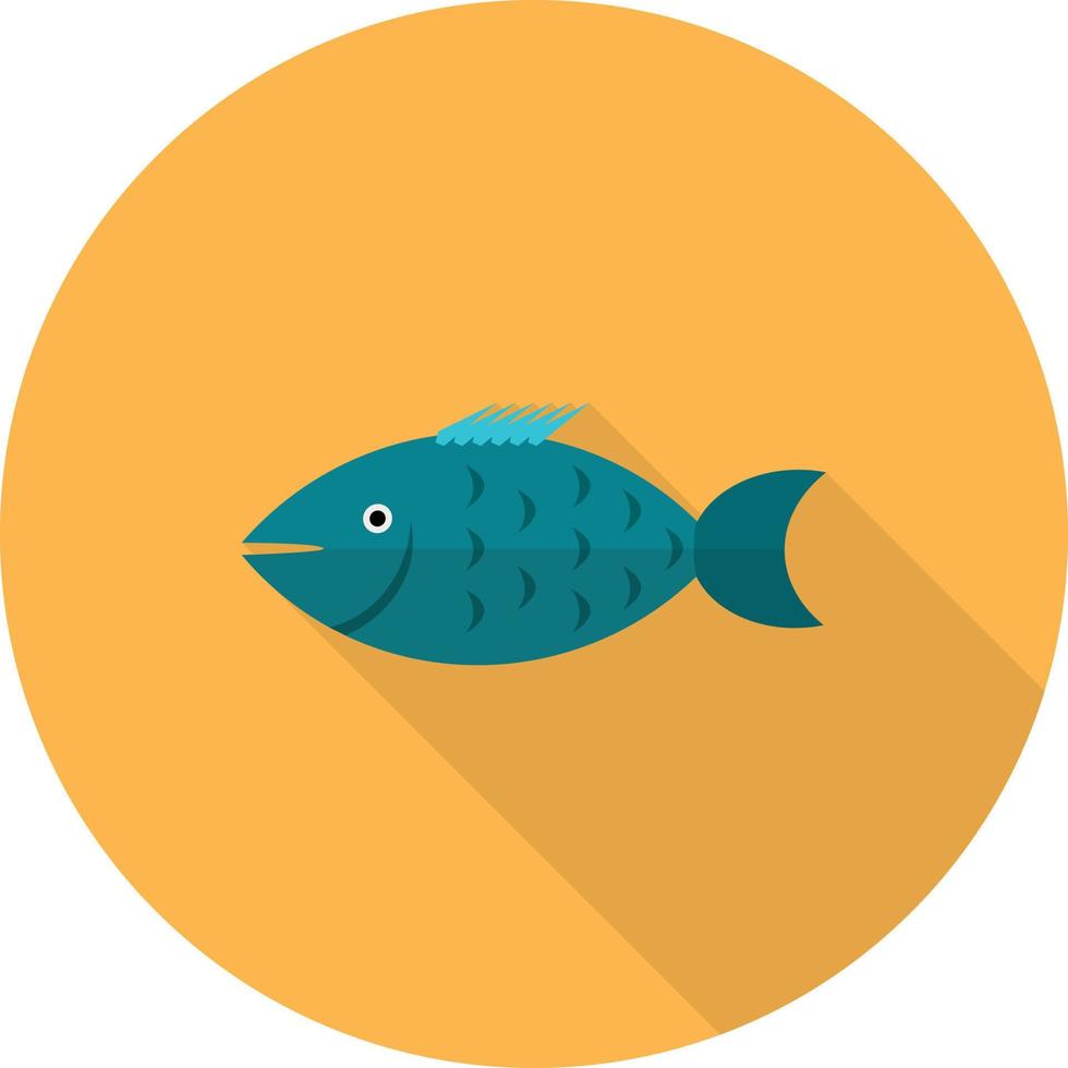 icono de sombra larga plana de pescado vector