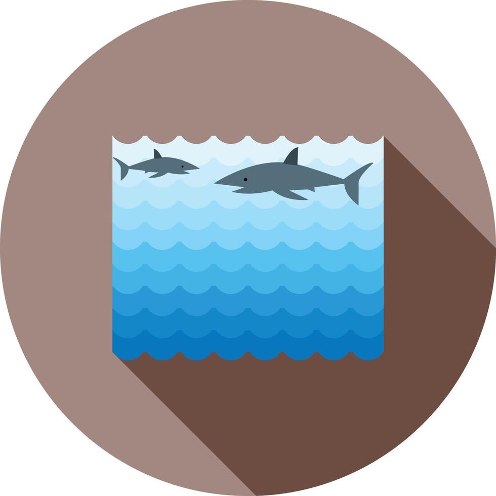 Fish Swimming in Water Flat Long Shadow Icon vector