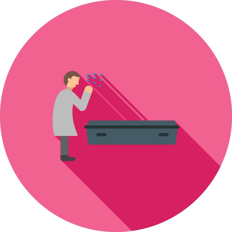 Crying over Dead Body Flat Long Shadow Icon vector