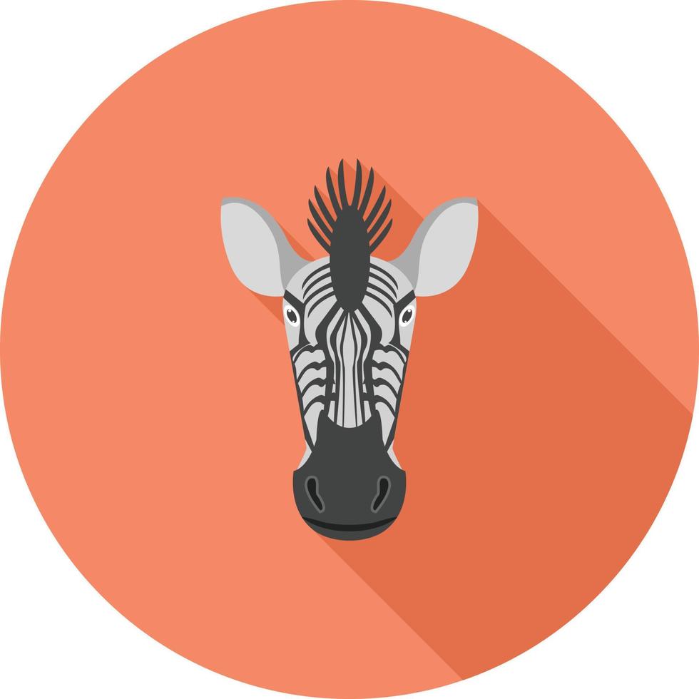 Zebra Face Flat Long Shadow Icon vector