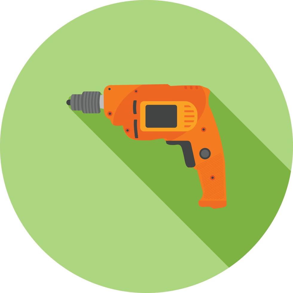 Drill Machine Flat Long Shadow Icon vector