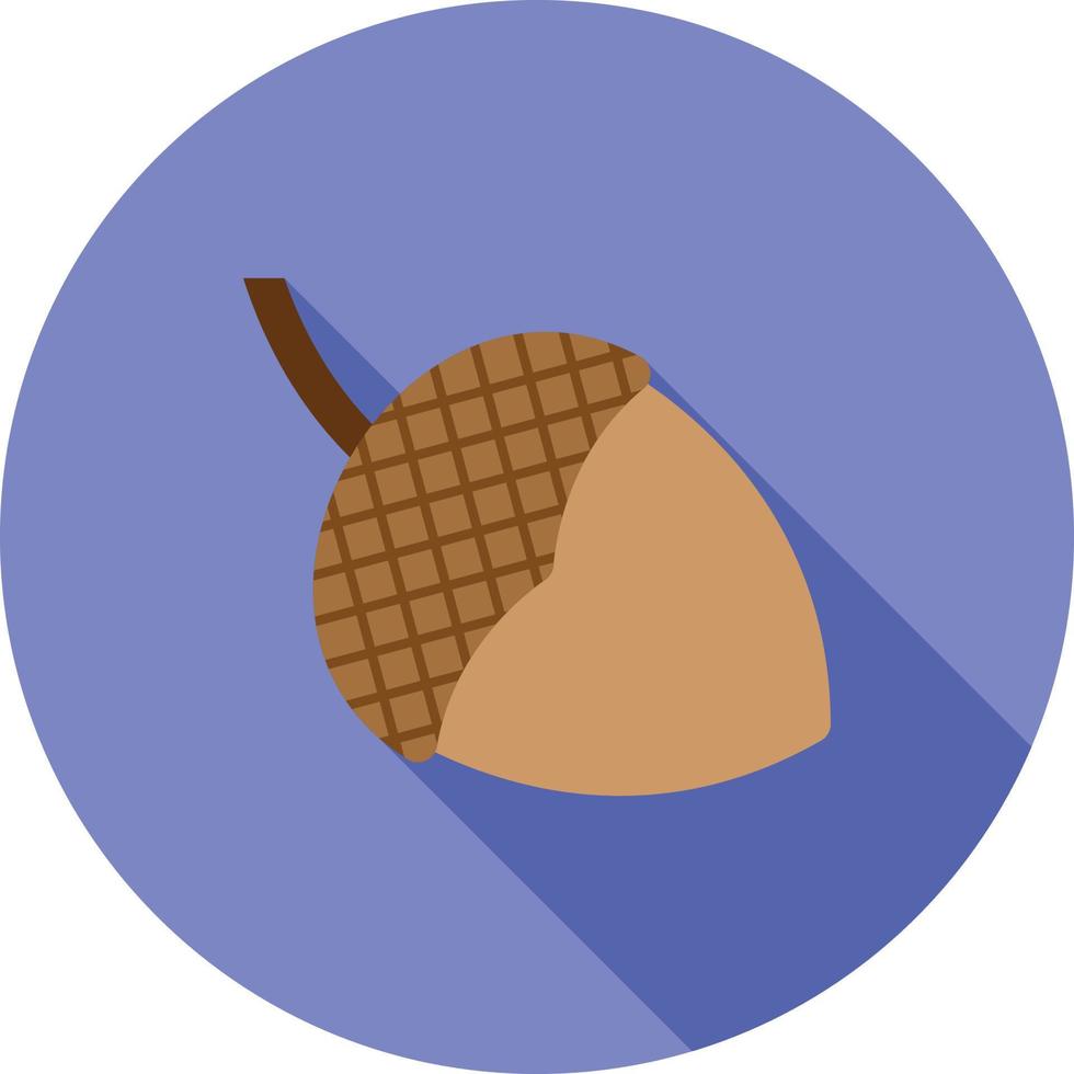 Single Acorn Flat Long Shadow Icon vector