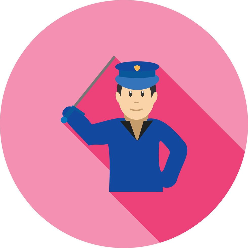 Policeman holding Stick Flat Long Shadow Icon vector