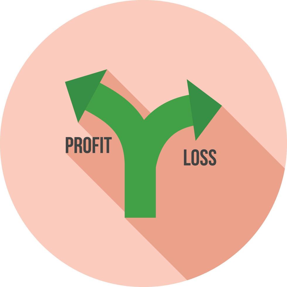 Profit Loss Flat Long Shadow Icon vector