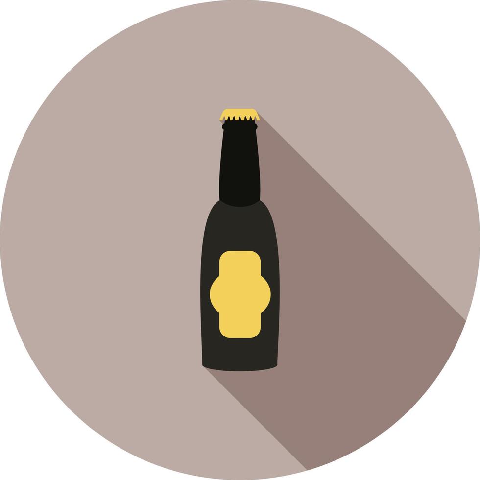 botella de cerveza i plana larga sombra icono vector