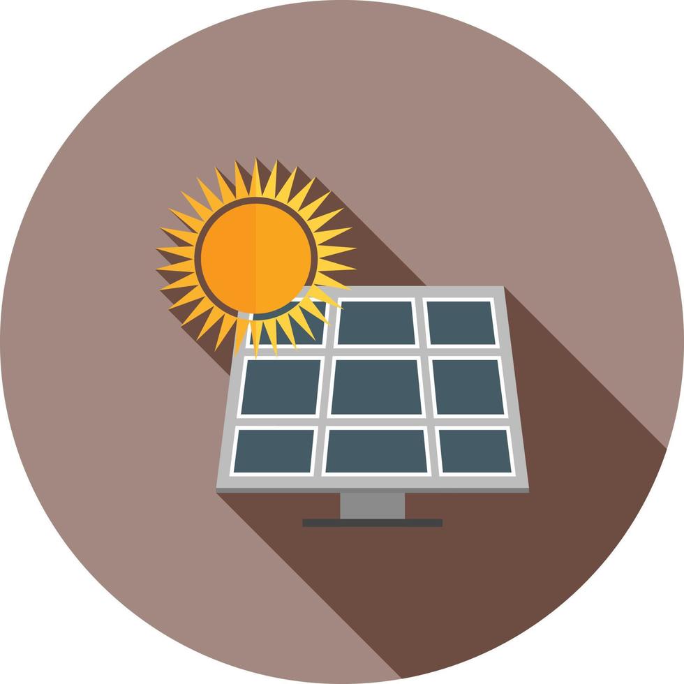 icono de sombra larga plana de panel solar vector