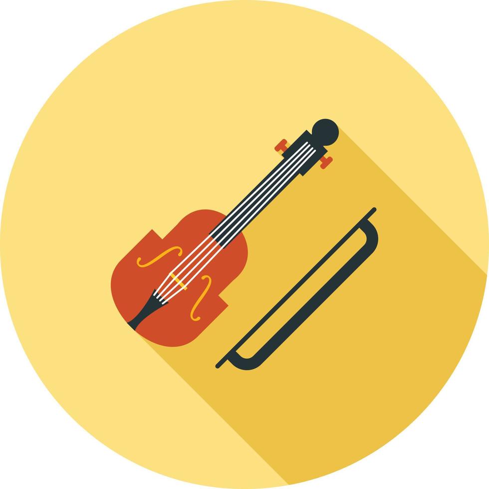 icono de sombra larga plana de violín vector