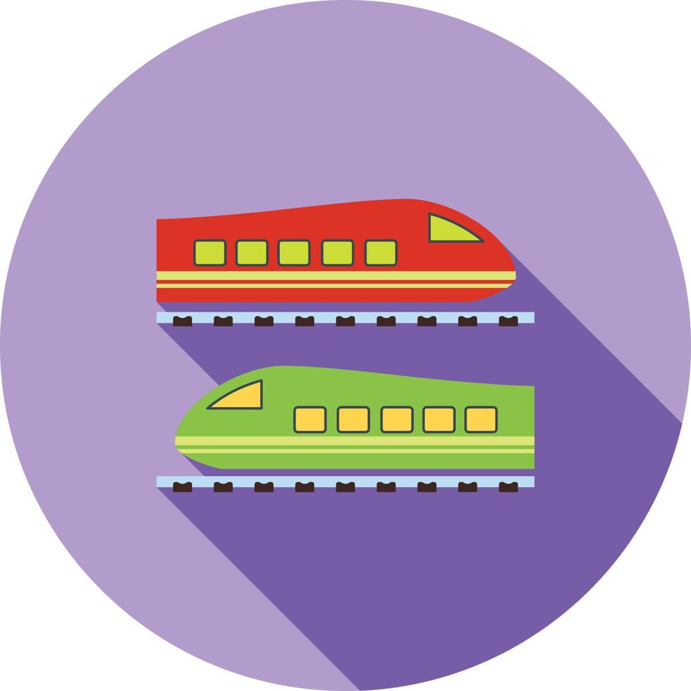 icono de larga sombra plana de trenes vector