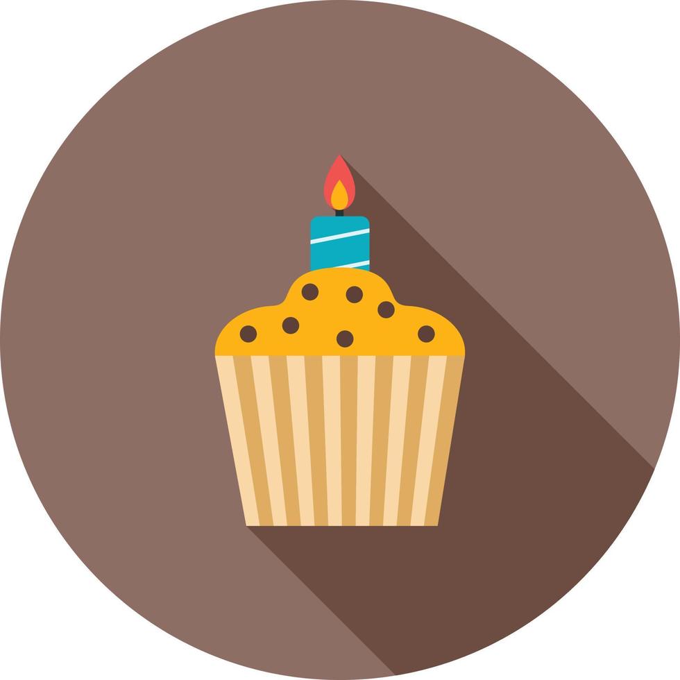 Candle on Muffin Flat Long Shadow Icon vector