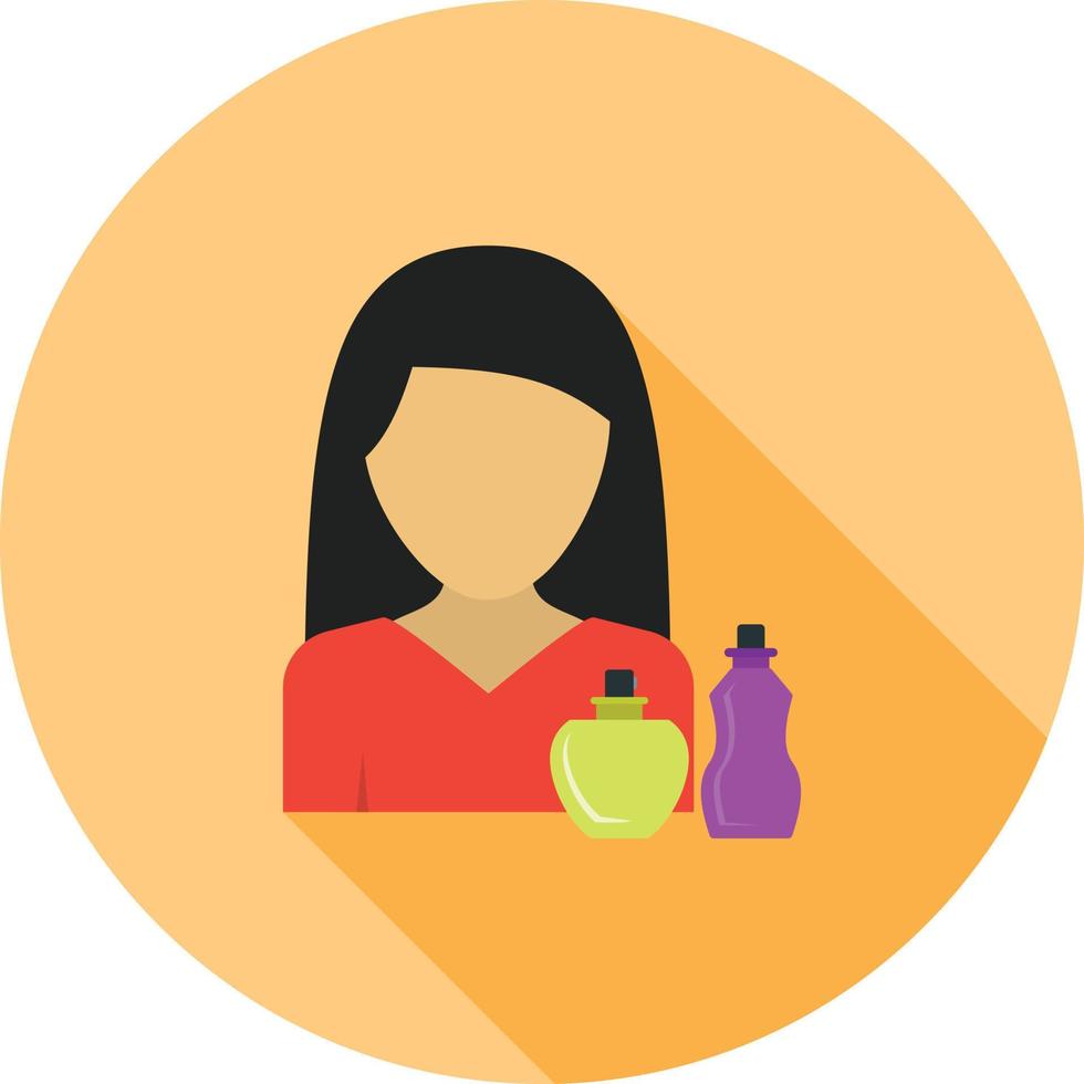 icono de sombra larga plana de cosméticos de mujer vector