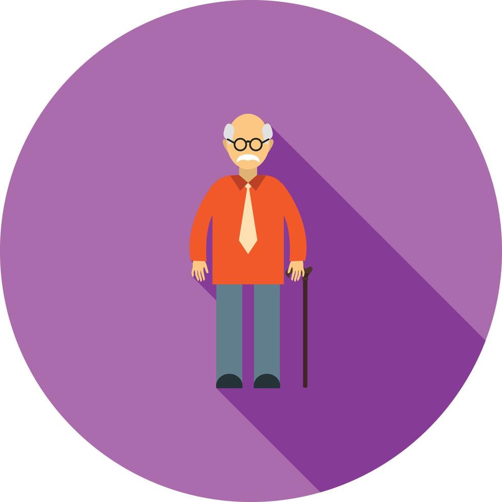 Old Man Flat Long Shadow Icon vector