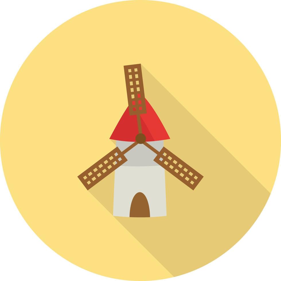 Windmill Flat Long Shadow Icon vector