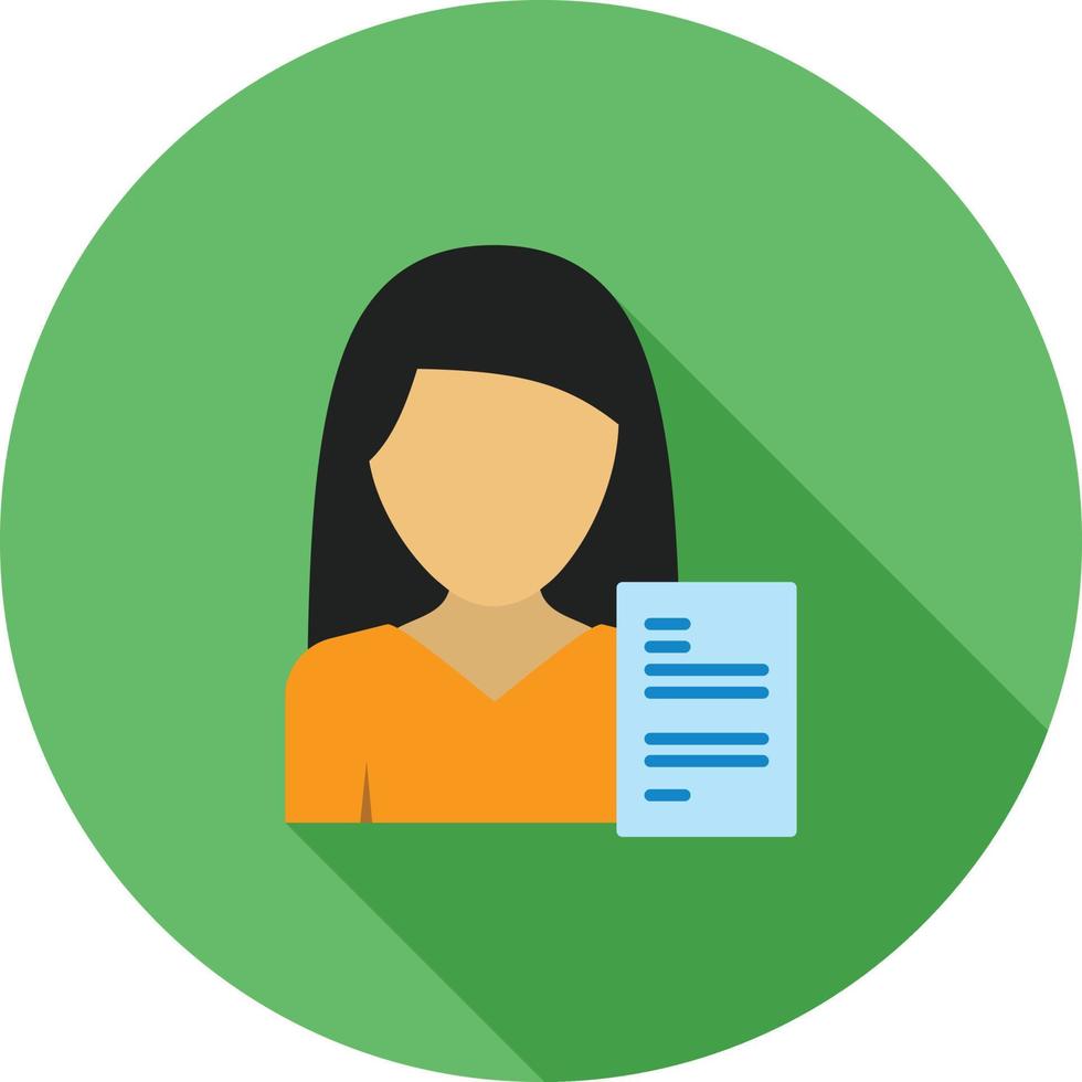 Woman Resume Flat Long Shadow Icon vector