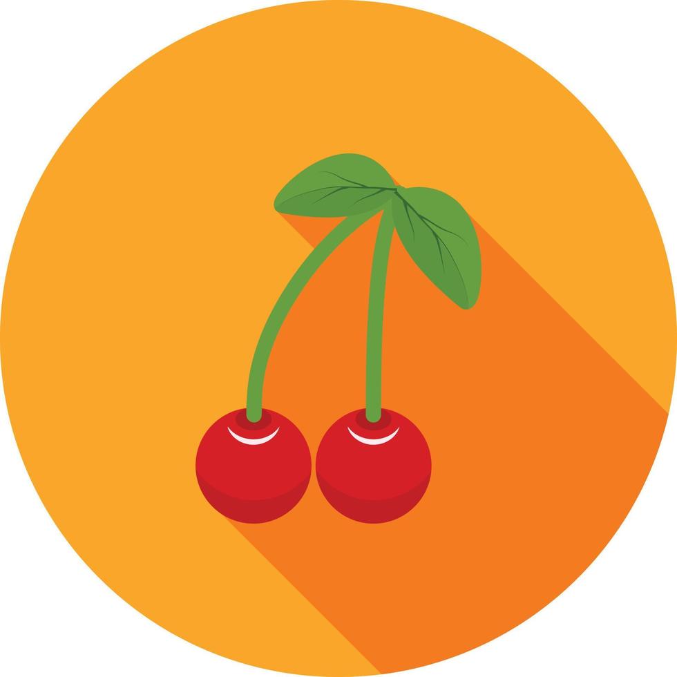 Cherry Flat Long Shadow Icon vector