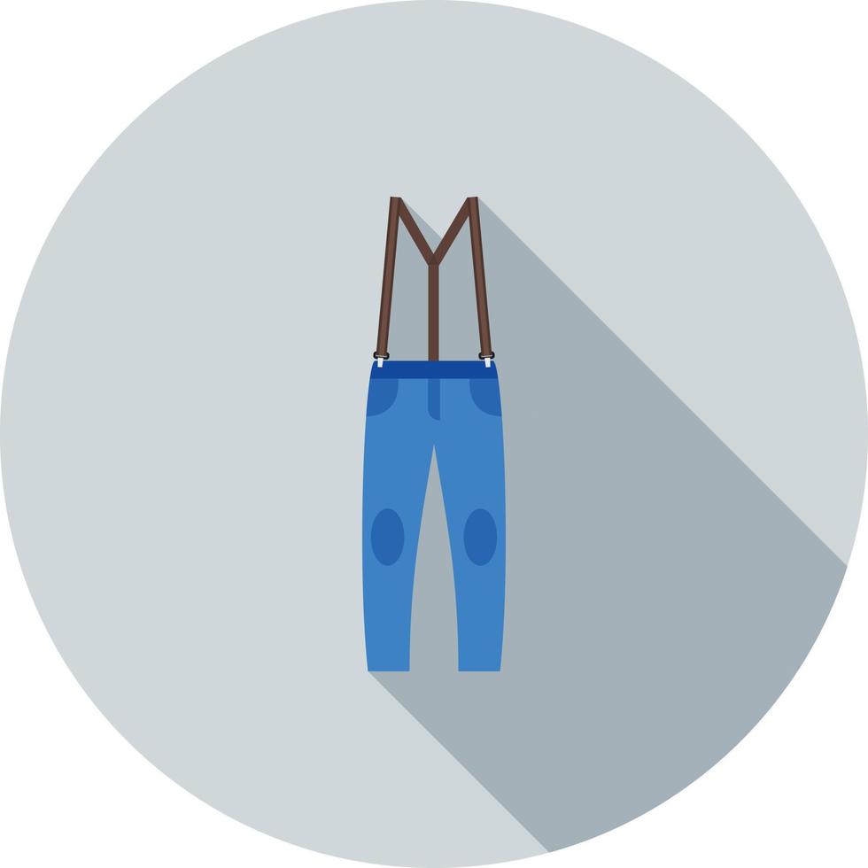 icono de sombra larga plana de pantalones de hombre vector