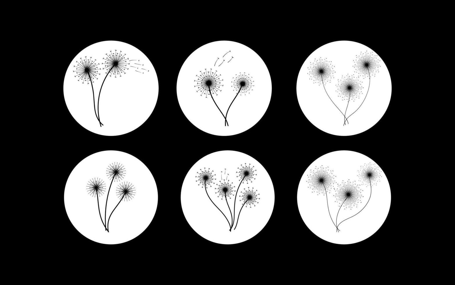 Icon Set of Dandelion Flower Illustrations vector